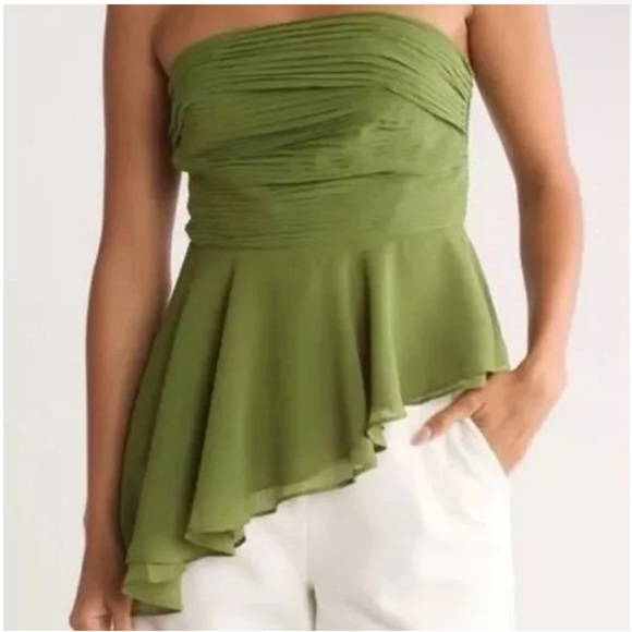 Parker Tops - NWOT Parker Asymmetrical Green Strapless Blouse
